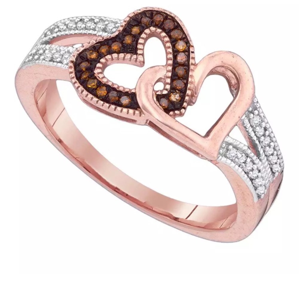 10kt Rose Gold Women Diamond HeartLove Ring 1/6CTW